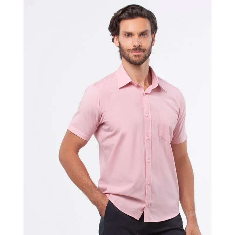 Camisa Masculina Básica Lisa Manga Curta Rosa 5