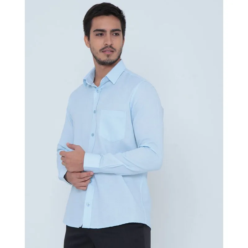 Camisa Masculina Manga Longa Maquinetada Azul 2