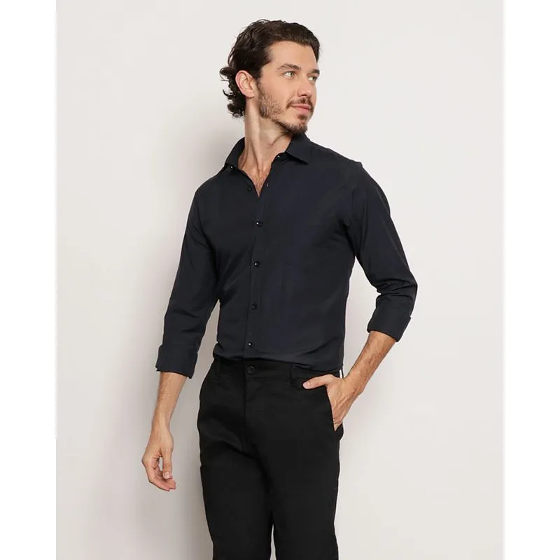 Camisa Masculina Manga Longa Preta 4