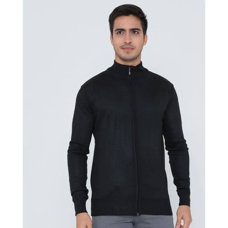 Casaco Tricô Masculino Com Zíper Preto G