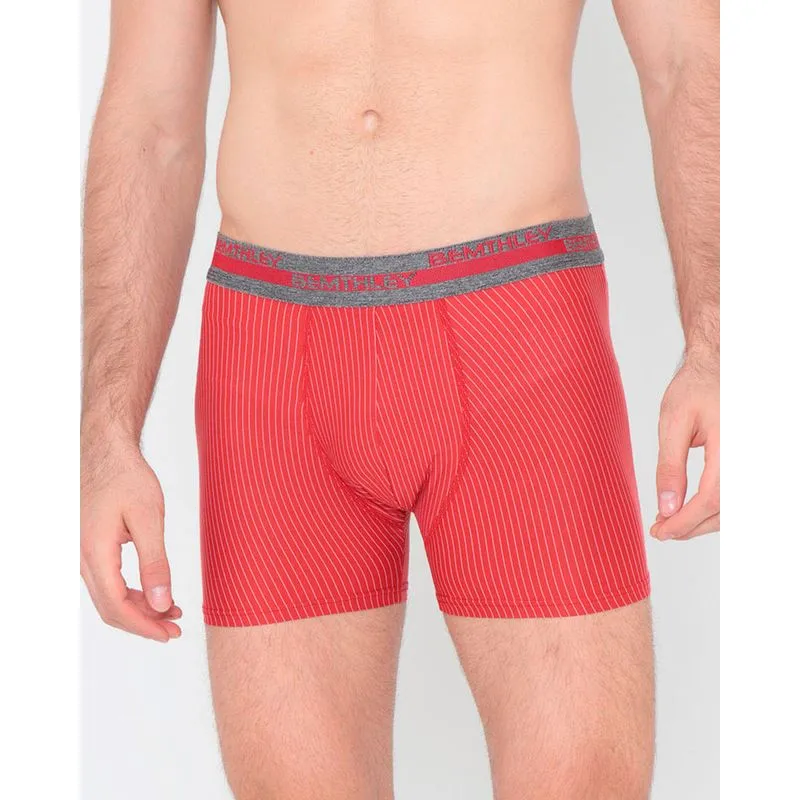 Cueca Boxer Listrada de Poliamida Vermelha G