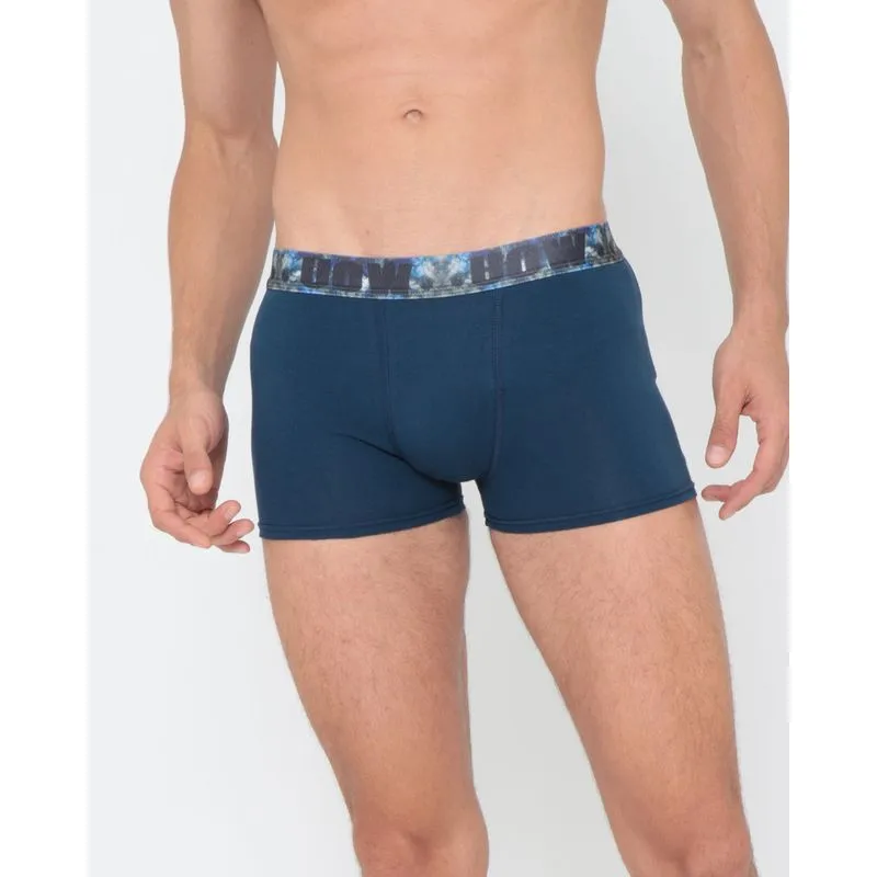 Cueca Boxer de Algodão Com Elástico Estampado Azul Marinho G
