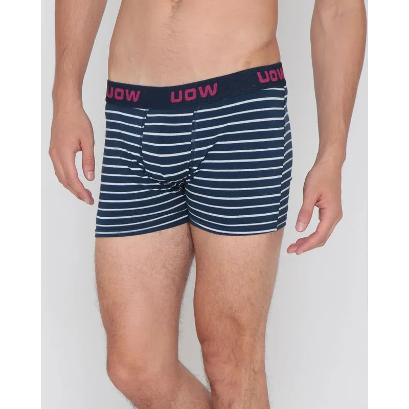 Cueca Boxer Algodão Listrada Azul Marinho P