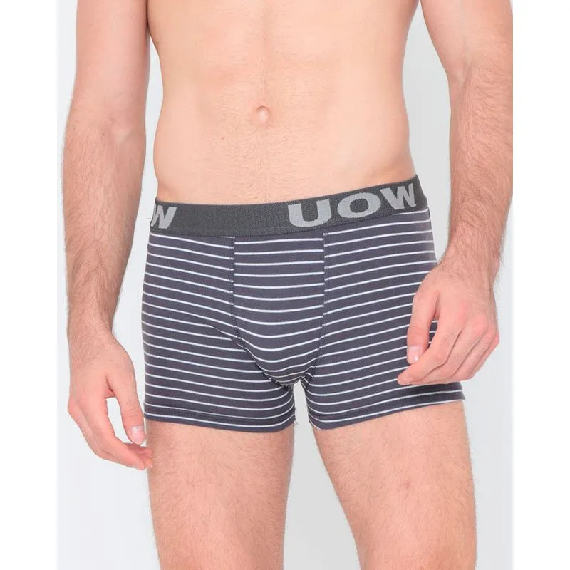 Cueca Boxer Algodão Listrada Cinza M