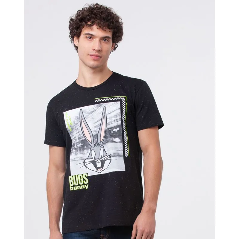 Camiseta Masculina Looney Tunes Pernalonga Botonê Preta XGG