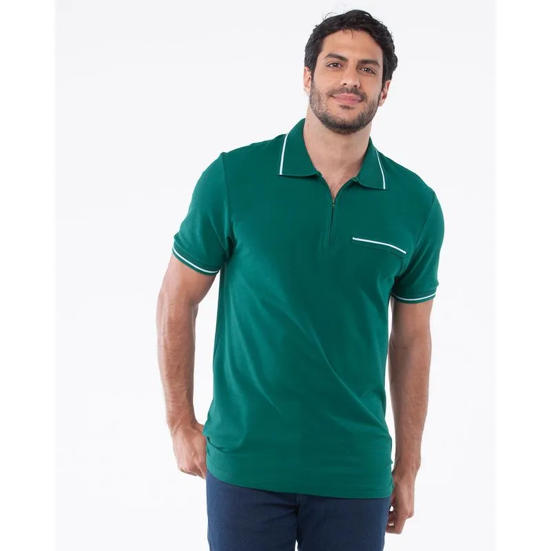 Polo Piquet Zíper Verde G