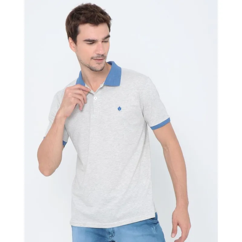 Polo Masculina Mescla Cinza Claro M