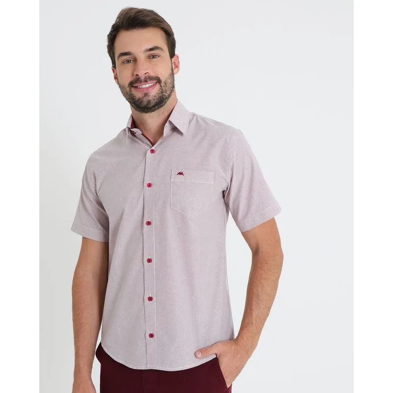 Camisa Social Masculina Manga Curta Listrada Vinho P