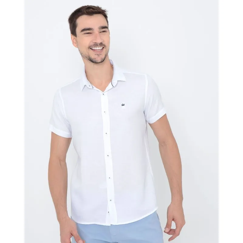 Camisa Manga Curta Texturizada Branca 5