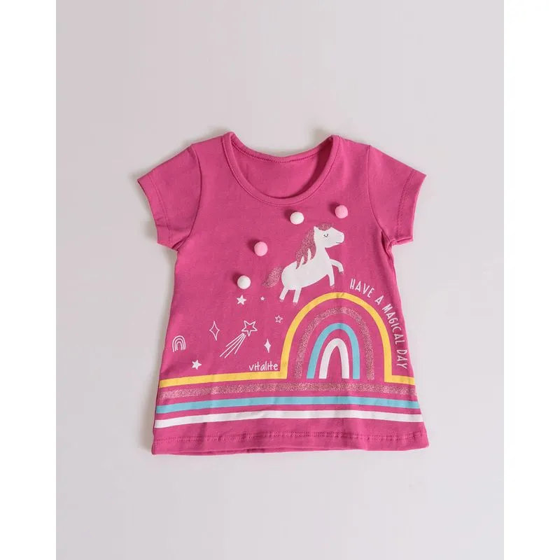 Blusa Bebê Unicórnio Pompom Rosa Pink 1