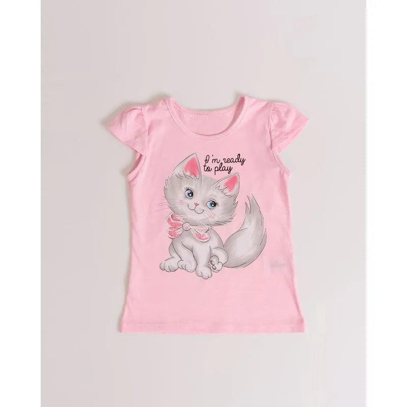 Blusa Bebê Estampa Gatinha Rosa Claro 1