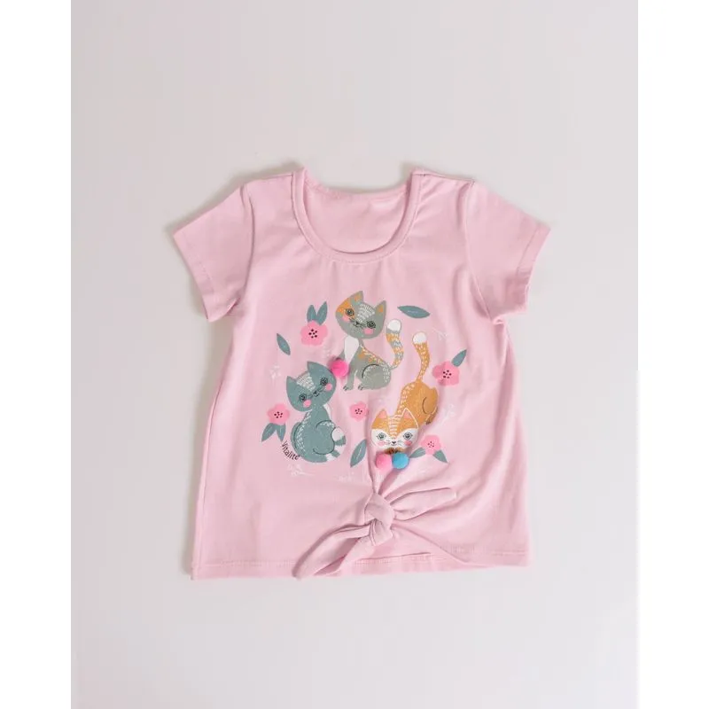 Blusa Bebê Nozinho Estampada Com Pompons Rosa Claro 1