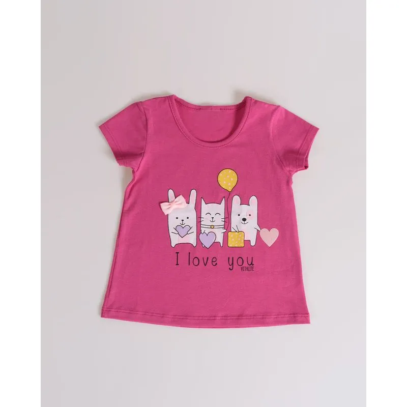 Blusa Bebê Estampa Com Lacinho Rosa Escuro 2