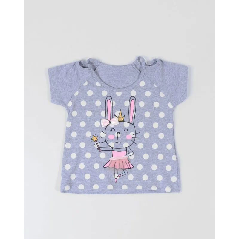 Blusa Bebê Coelinha Poá Cinza 2