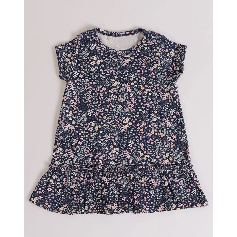 Vestido Bebê Floral Azul Marinho P