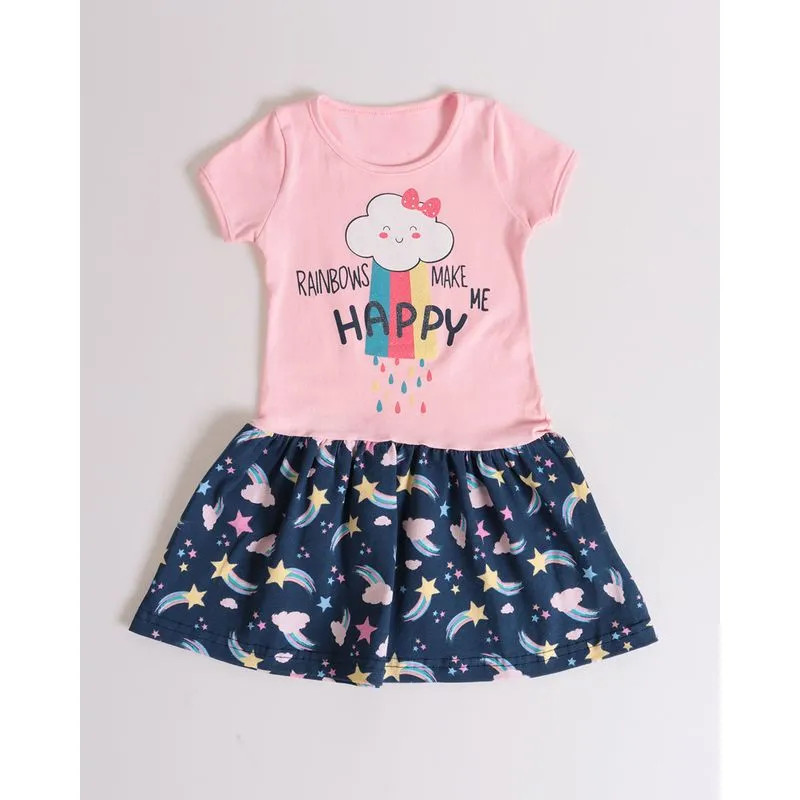 Vestido Bebê Estampa Nuvem Rosa 2