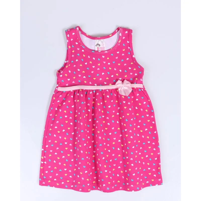 Vestido Bebê Estampa Coração Rosa 1