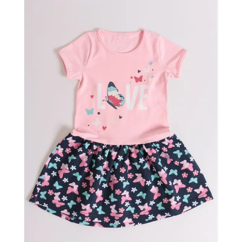 Vestido Bebê Multicor Estampa Borboleta Rosa 2