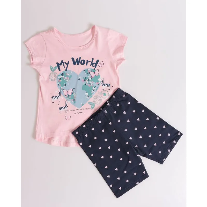 Conjunto Bebê Estampa Coração Rosa 1
