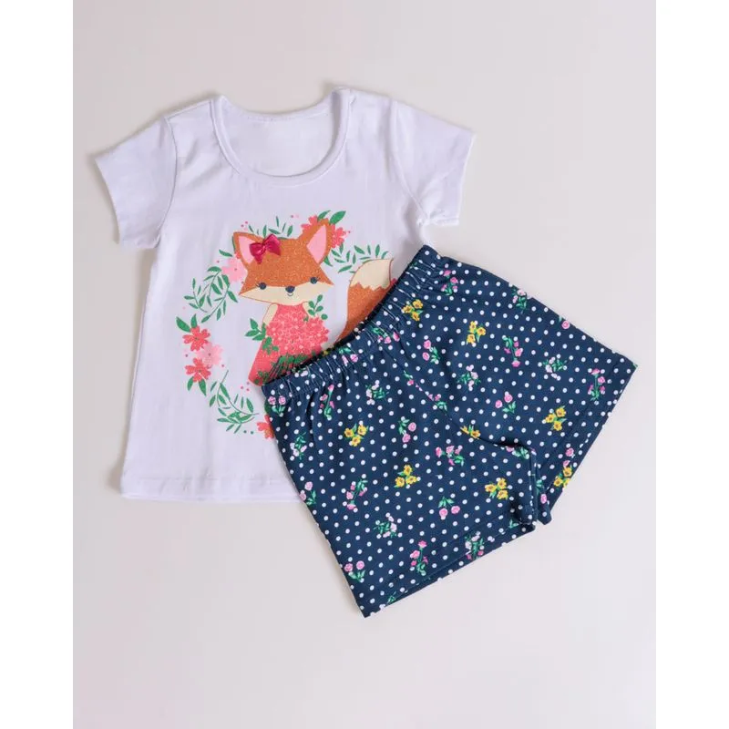 Conjunto Bebê Raposa Poá Branco 1