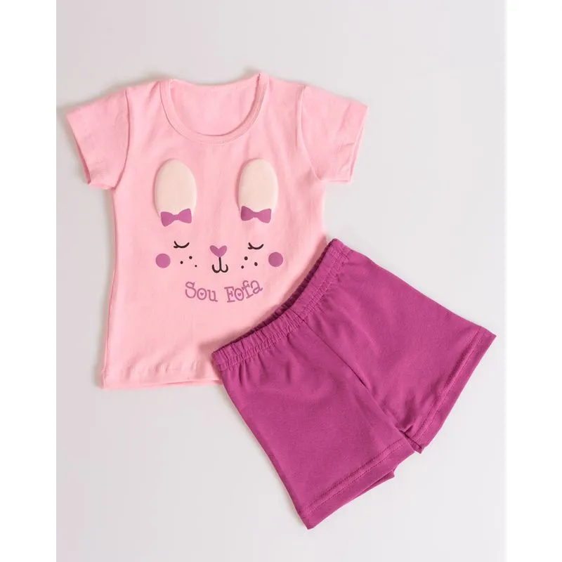 Conjunto Bebê Estampa Coelho Rosa 2