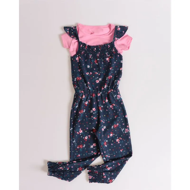 Macacão Bebê Estampa Floral Azul Marinho 3