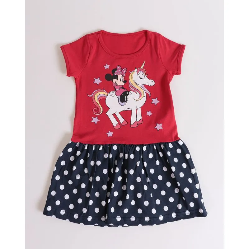 Vestido Bebê Multicor Estampa Minnie Disney Vermelho 3