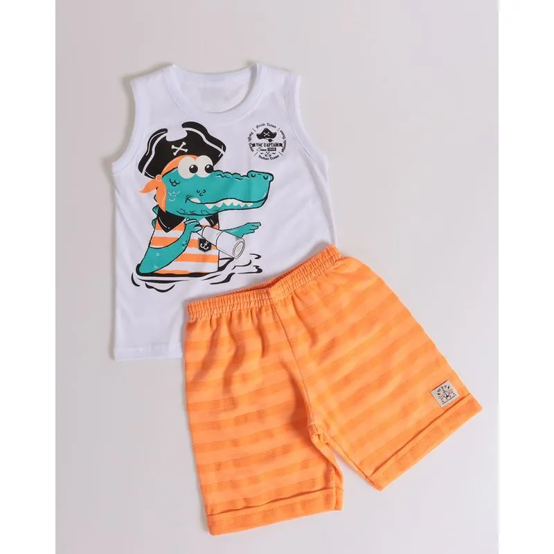 Conjunto Bebê Estampa Jacaré Branco 2