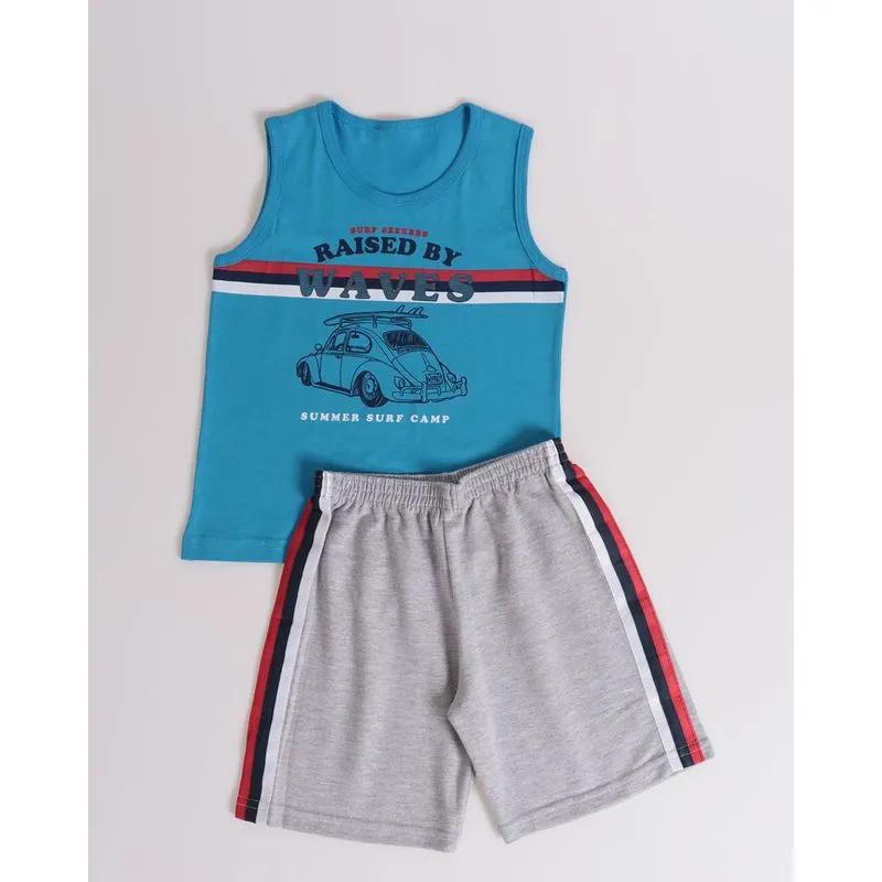 Conjunto Bebê Regata Estampa Fusca Azul 1