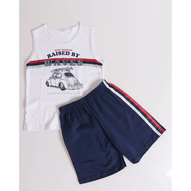 Conjunto Bebê Regata Estampa Fusca Branco 1