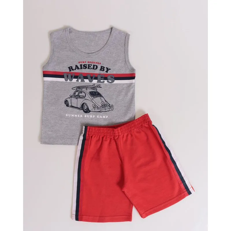 Conjunto Reg Conjunto Bebê Regata Estampa Fusca Cinza 2