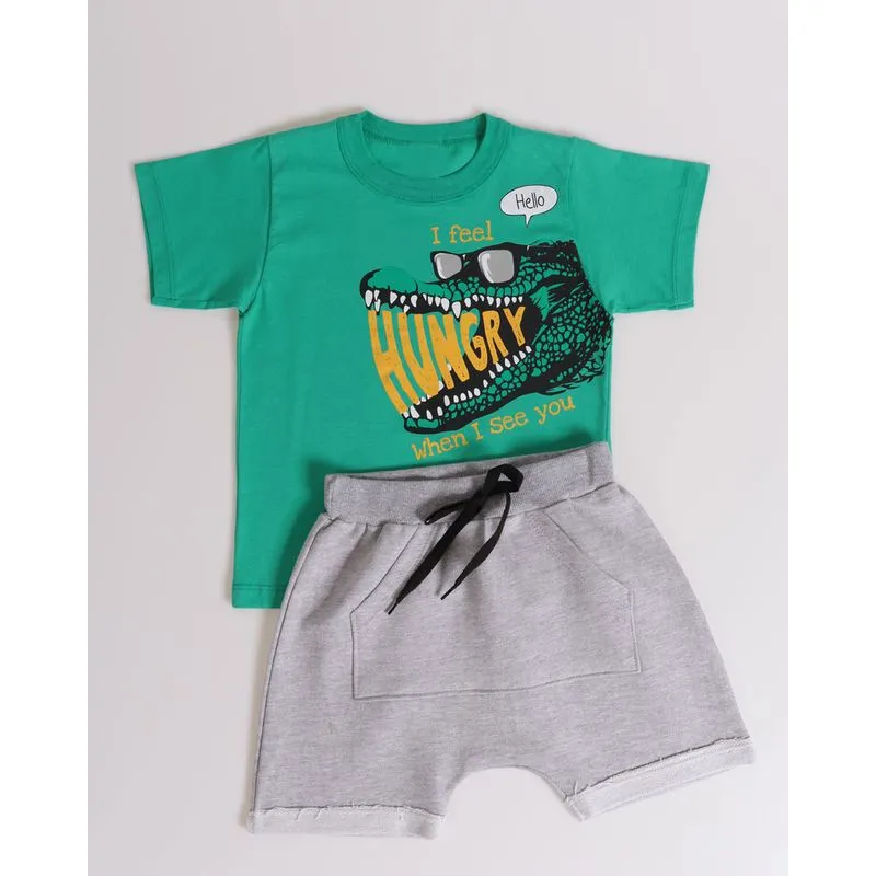Conjunto Bebê Estampa Jacaré Verde 1