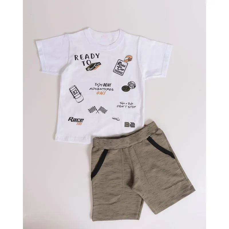 Conjunto Bebê Corrida de Carros Branco 2