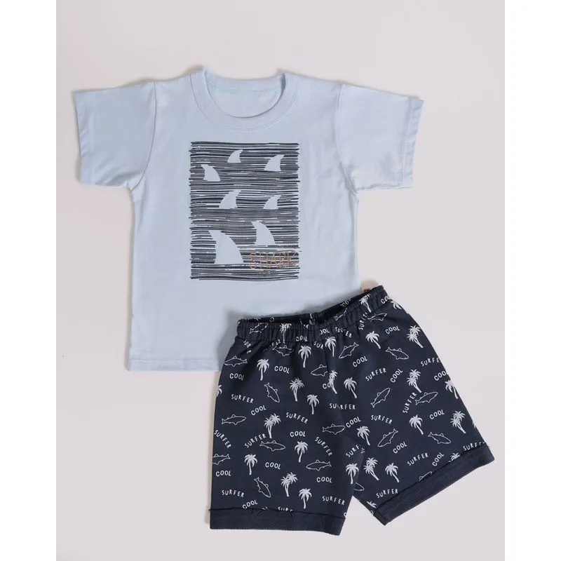 Conjunto Bebê Estampa Shark Azul Claro 2