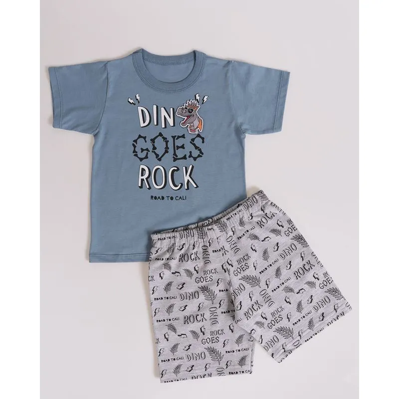 Conjunto Bebê Estampa Dinossauro Rock Azul 3