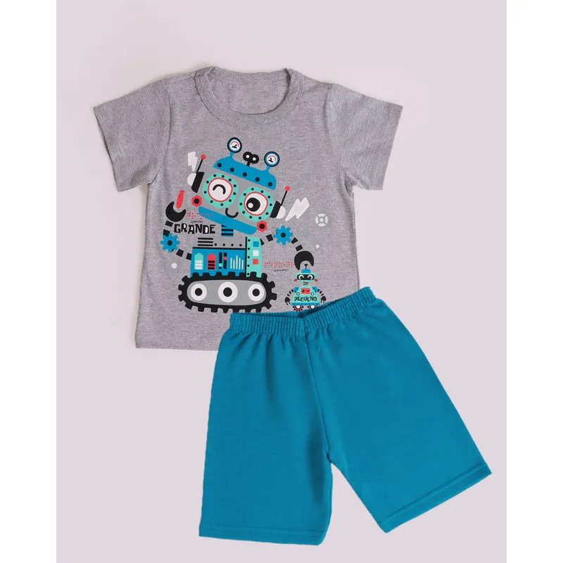 Conjunto Bebê Robô Mescla Cinza 3