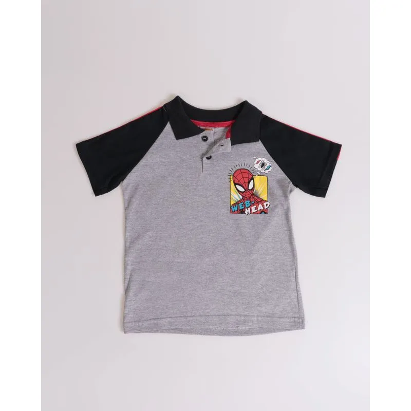 Polo Bebê Estampa Homem Aranha Marvel Mescla Cinza 1