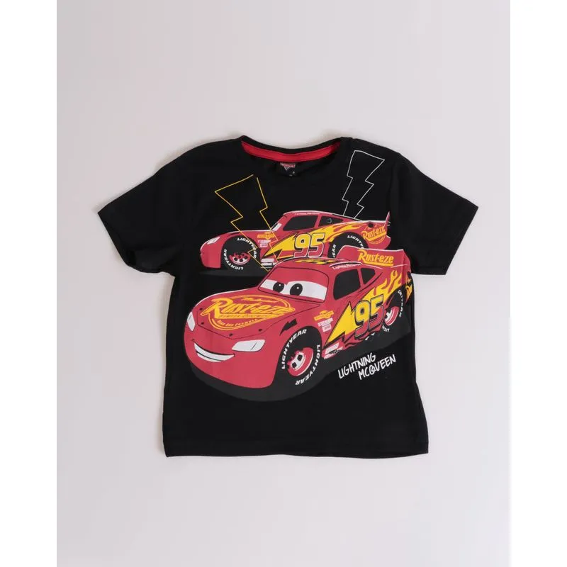 Camiseta Bebê Algodão Disney Carros Relâmpago McQueen Preta 2