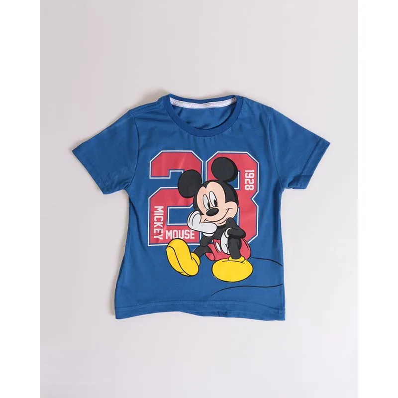 Camiseta Bebê Algodão Disney Mickey Manga Curta Azul 2