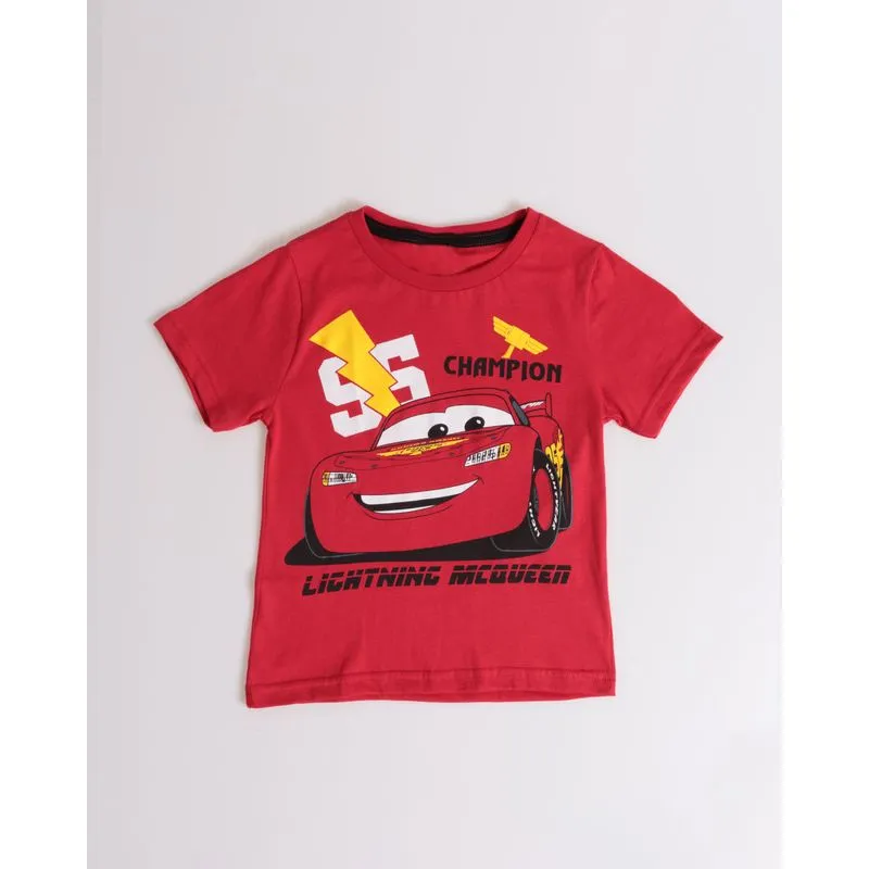 Camiseta Bebê Algodão Disney Carros Relâmpago McQueen Vermelha 3
