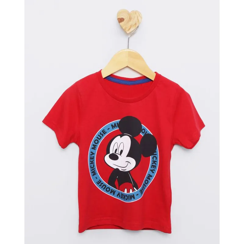 Camiseta Bebê Disney Mickey Manga Curta Vermelha 2