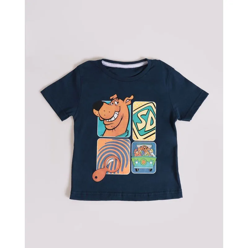 Camiseta Bebê Estampa Scooby Doo Warner Azul Marinho 3