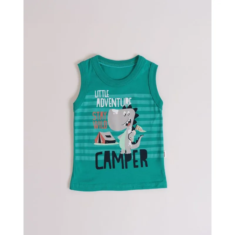 Regata Bebê Estampa Dinossauro Verde M