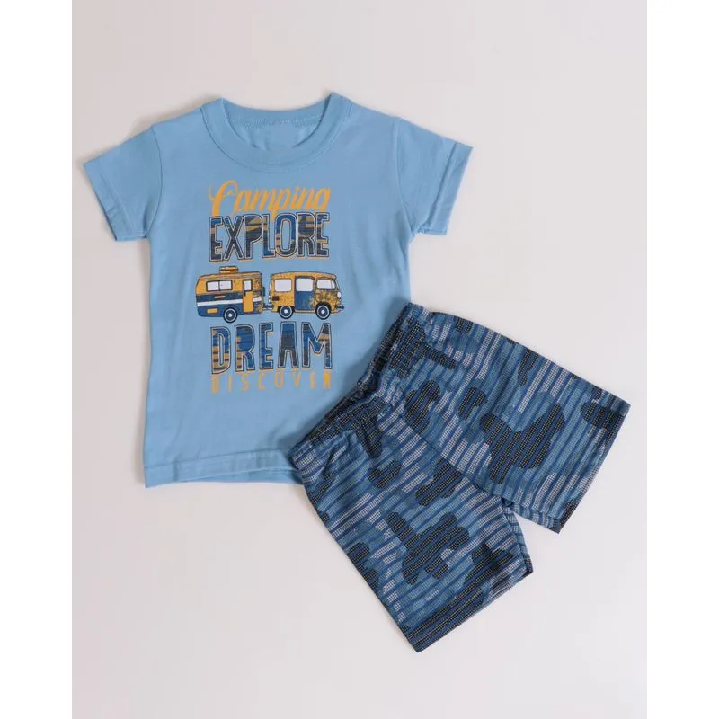 Conjunto Bebê Estampa Camping Azul G