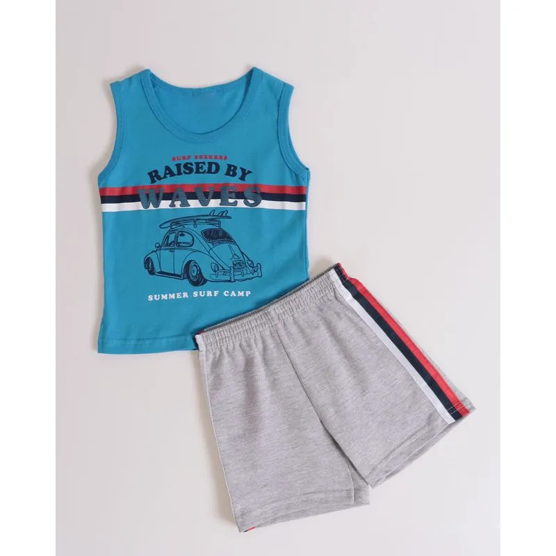 Conjunto Bebê Regata Estampa Fusca Azul M