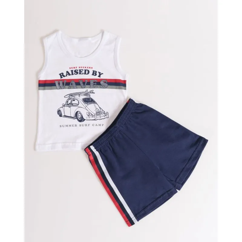 Conjunto Bebê Regata Estampa Fusca Branco P
