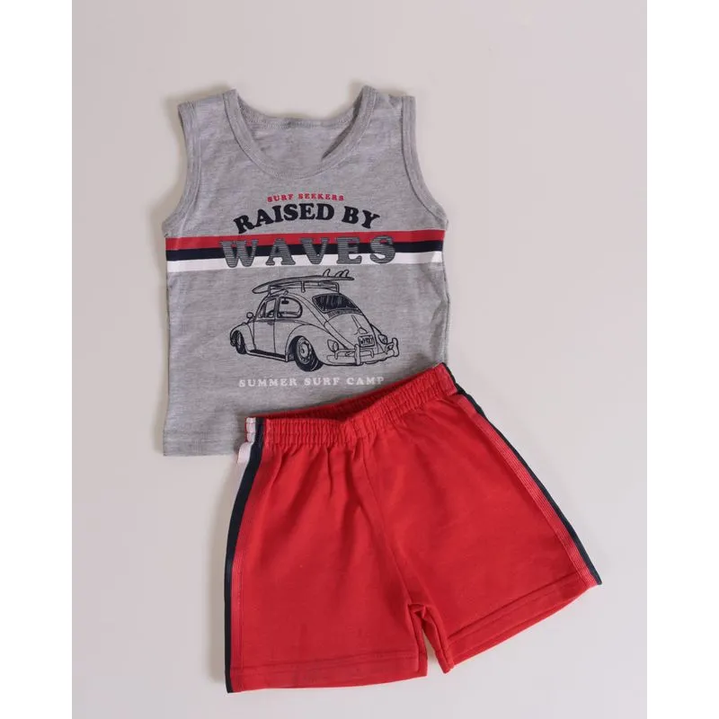 Conjunto Bebê Regata Estampa Fusca Cinza P