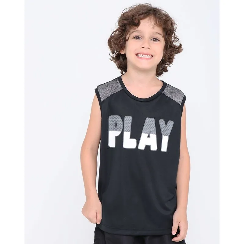 Regata Infantil Malha Play Preta 6