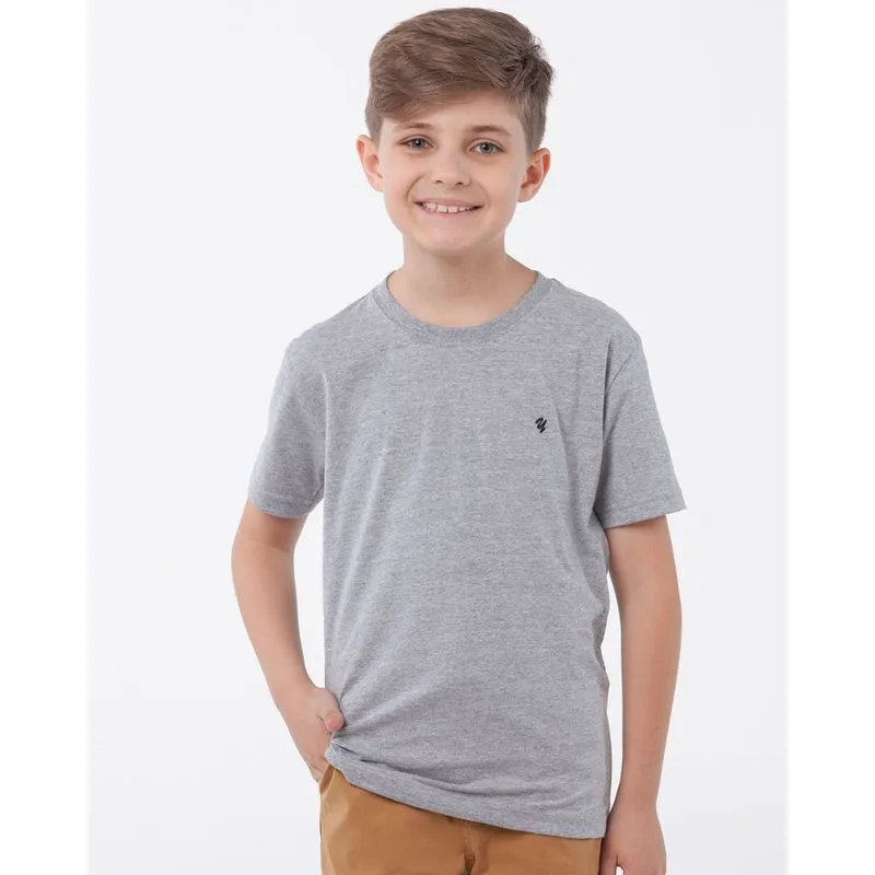 Camiseta Infantil Básica Mescla Cinza Claro 6