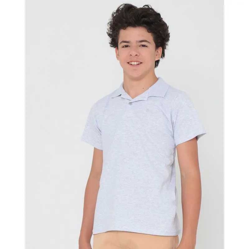 Polo Juvenil Básica Mescla Cinza 14